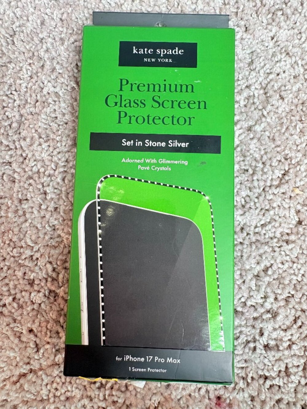 Kate Spade Set in Stone Crystal Screen Protector iPhone 17 Pro Max New With Tags